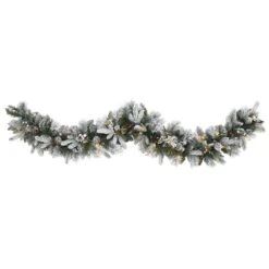 6ft. Pre-Lit Flocked Mixed Pine Artificial Christmas Garland With LED Lights