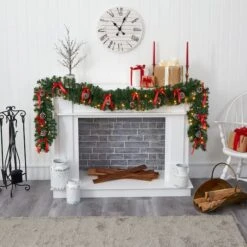 9ft. Pre-Lit Clear LED Bow & Pinecone Artificial Christmas Garland 12 9ft. Pre-Lit Clear LED Bow & Pinecone Artificial Christmas Garland -Northlight Shop D251214S 4