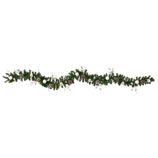 9ft. Pre-Lit Clear LED Ornament & Pinecone Artificial Christmas Garland 6 9ft. Pre-Lit Clear LED Ornament & Pinecone Artificial Christmas Garland - Image 4