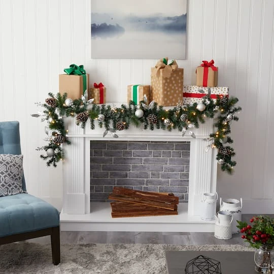 9ft. Pre-Lit Clear LED Ornament & Pinecone Artificial Christmas Garland 8 9ft. Pre-Lit Clear LED Ornament & Pinecone Artificial Christmas Garland - Image 6