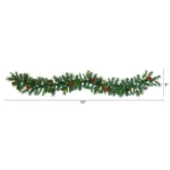 6ft. Pre-Lit Clear LED Mixed Pine & Pinecone Artificial Garland -Northlight Shop D251216S 2