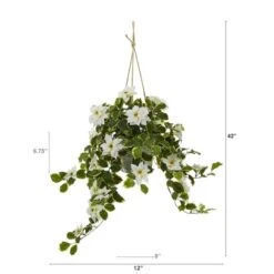 3.5ft. Real Touch Poinsettia And Variegated Holly Artificial Plant In Hanging Metal Bucket -Northlight Shop D251226S 2