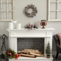 17" Snowy Magnolia Berry Artificial Arrangement Candelabrum -Northlight Shop D251228S 12