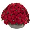 24" Large Poinsettia Artificial Plant In Stone Planter 2 24" Large Poinsettia Artificial Plant In Stone Planter -Northlight Shop D251235S 11