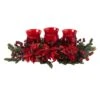 Poinsettia & Berry Triple Candelabrum Artificial Arrangement -Northlight Shop D251236S 11