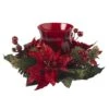 13" Poinsettia & Berry Candelabrum Artificial Arrangement -Northlight Shop D251239S 11