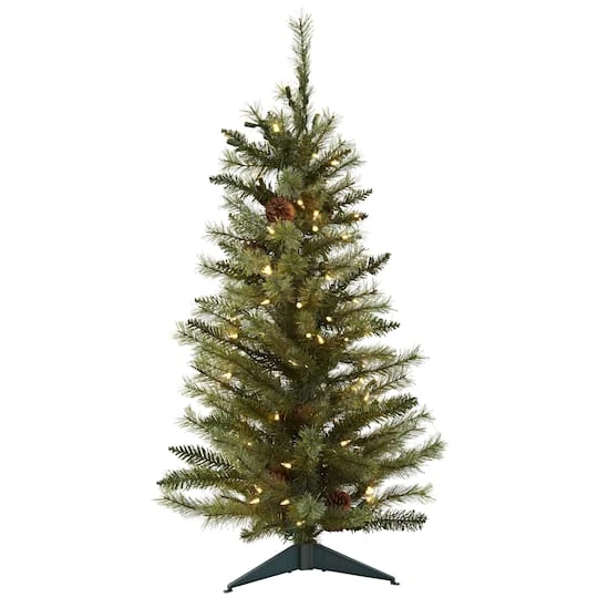3ft. Pre-Lit Artificial Christmas Tree With Pinecones, Clear Lights 4 3ft. Pre-Lit Artificial Christmas Tree With Pinecones, Clear Lights - Image 2