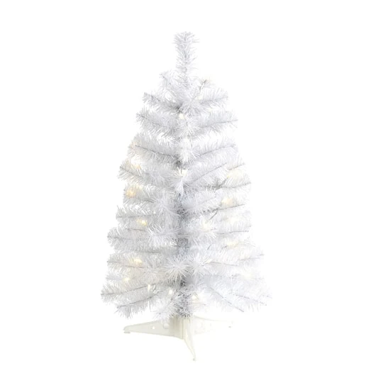 2ft. Pre-Lit White Artificial Christmas Tree, Clear LED Lights 4 2ft. Pre-Lit White Artificial Christmas Tree, Clear LED Lights - Image 2