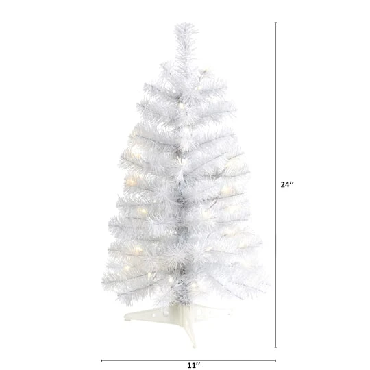 2ft. Pre-Lit White Artificial Christmas Tree, Clear LED Lights 5 2ft. Pre-Lit White Artificial Christmas Tree, Clear LED Lights - Image 3