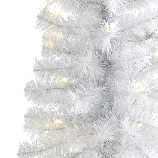 2ft. Pre-Lit White Artificial Christmas Tree, Clear LED Lights 6 2ft. Pre-Lit White Artificial Christmas Tree, Clear LED Lights - Image 4