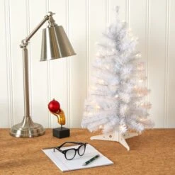 2ft. Pre-Lit White Artificial Christmas Tree, Clear LED Lights 15 2ft. Pre-Lit White Artificial Christmas Tree, Clear LED Lights -Northlight Shop D251278S 6