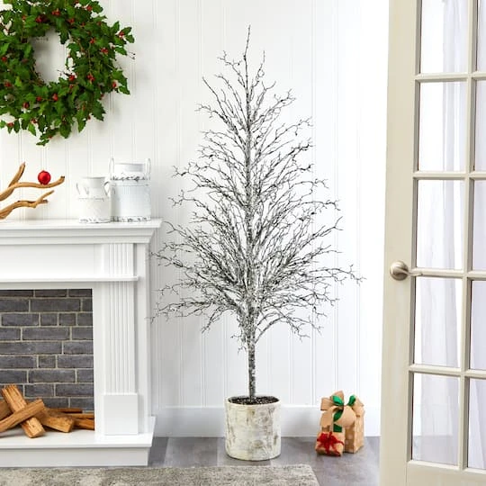 6ft. Unlit Snowed Twig Artificial Christmas Tree In Decorative Planter 6 6ft. Unlit Snowed Twig Artificial Christmas Tree In Decorative Planter - Image 4
