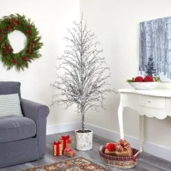 6ft. Unlit Snowed Twig Artificial Christmas Tree In Decorative Planter 11 6ft. Unlit Snowed Twig Artificial Christmas Tree In Decorative Planter -Northlight Shop D251292S 4