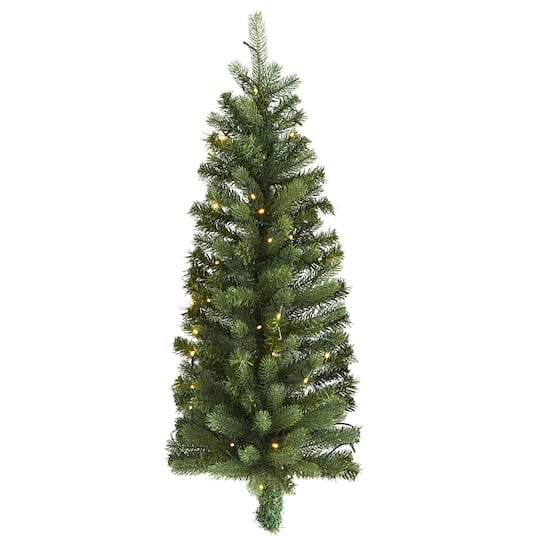 3ft. Pre-Lit Flat Back Wall Hanging Artificial Christmas Tree, Clear LED Lights 4 3ft. Pre-Lit Flat Back Wall Hanging Artificial Christmas Tree, Clear LED Lights - Image 2