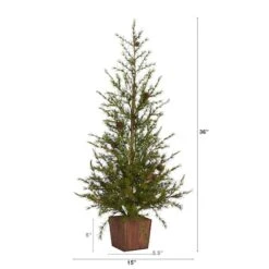 3ft. Unlit Alpine With Pinecones Artificial Potted Christmas Tree 9 3ft. Unlit Alpine With Pinecones Artificial Potted Christmas Tree -Northlight Shop D251298S 2