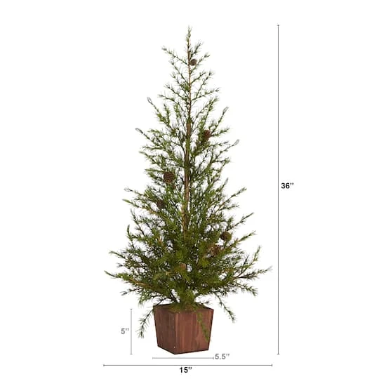 3ft. Unlit Alpine With Pinecones Artificial Potted Christmas Tree 5 3ft. Unlit Alpine With Pinecones Artificial Potted Christmas Tree - Image 3