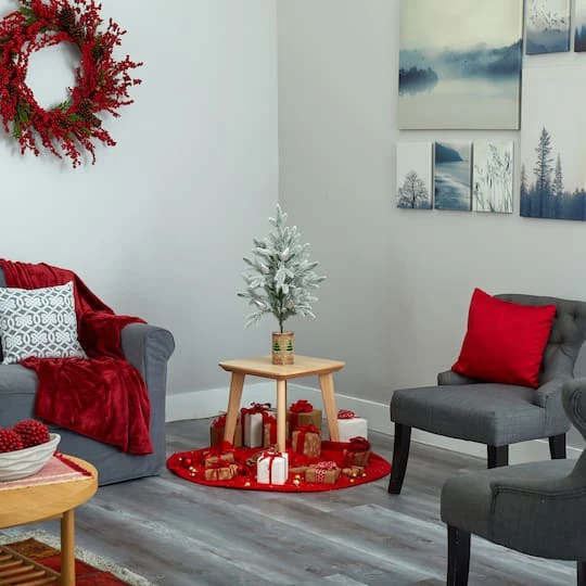 2.5ft. Unlit Flocked Christmas Artificial Christmas Tree 9 2.5ft. Unlit Flocked Christmas Artificial Christmas Tree - Image 7