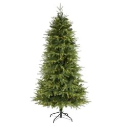 6ft. Pre-Lit Vancouver Fir Natural Look Artificial Christmas Tree, Clear LED Lights 11 6ft. Pre-Lit Vancouver Fir Natural Look Artificial Christmas Tree, Clear LED Lights -Northlight Shop D251306S 1 1