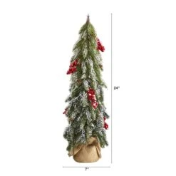 2ft. Unlit Flocked Christmas Artificial Tree With Berries & Pinecones 8 2ft. Unlit Flocked Christmas Artificial Tree With Berries & Pinecones -Northlight Shop D251314S 2