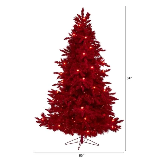 7ft. Pre-Lit Red Fraser Fir Artificial Christmas Tree, Red Lights 10 7ft. Pre-Lit Red Fraser Fir Artificial Christmas Tree, Red Lights - Image 8