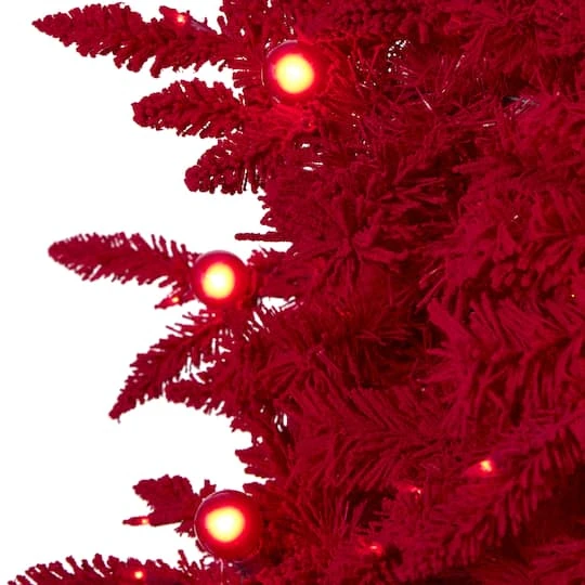 7ft. Pre-Lit Red Fraser Fir Artificial Christmas Tree, Red Lights 6 7ft. Pre-Lit Red Fraser Fir Artificial Christmas Tree, Red Lights - Image 4