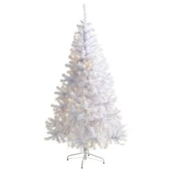 6ft. Pre-Lit White Artificial Christmas Tree, Clear LED Lights -Northlight Shop D251329S 1 1