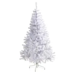 6ft. Pre-Lit White Artificial Christmas Tree, Clear LED Lights -Northlight Shop D251329S 3