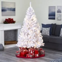 6ft. Pre-Lit White Artificial Christmas Tree, Clear LED Lights -Northlight Shop D251329S 8