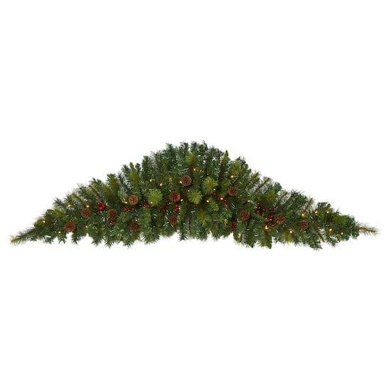 6ft. Pre-Lit Berry & Pinecone Artificial Christmas Swag 3 6ft. Pre-Lit Berry & Pinecone Artificial Christmas Swag
