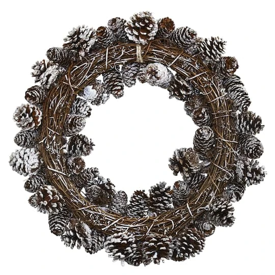 17" Snowy Pinecone Wreath 5 17" Snowy Pinecone Wreath - Image 3
