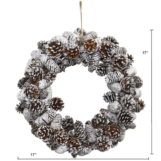17" Snowy Pinecone Wreath 6 17" Snowy Pinecone Wreath - Image 4