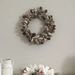 17" Snowy Pinecone Wreath 13 17" Snowy Pinecone Wreath -Northlight Shop D251357S 15