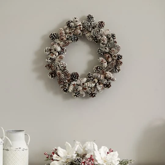 17" Snowy Pinecone Wreath 8 17" Snowy Pinecone Wreath - Image 6