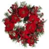 24" Red Poinsettia & Berry Wreath 2 24" Red Poinsettia & Berry Wreath -Northlight Shop D251370S 11