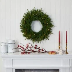 24" LED Long Pine Artificial Christmas Wreath -Northlight Shop D251390S 4