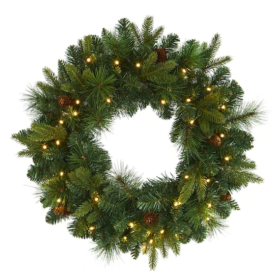 24" LED Mixed Pine Artificial Christmas Wreath 3 24" LED Mixed Pine Artificial Christmas Wreath