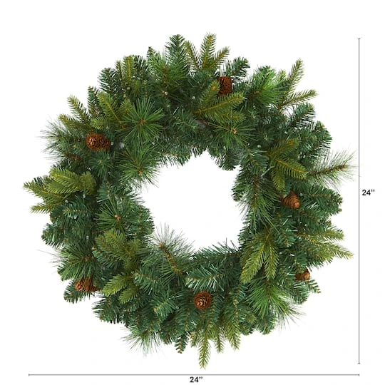 24" LED Mixed Pine Artificial Christmas Wreath 8 24" LED Mixed Pine Artificial Christmas Wreath - Image 6