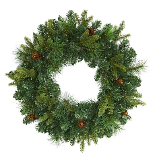 24" LED Mixed Pine Artificial Christmas Wreath 7 24" LED Mixed Pine Artificial Christmas Wreath - Image 5