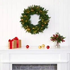 24" LED Mixed Pine Artificial Christmas Wreath 11 24" LED Mixed Pine Artificial Christmas Wreath -Northlight Shop D251394S 5
