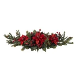 3ft. Red Poinsettia & Berry Centerpiece -Northlight Shop D252167S 12