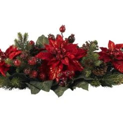 3ft. Red Poinsettia & Berry Centerpiece -Northlight Shop D252167S 13