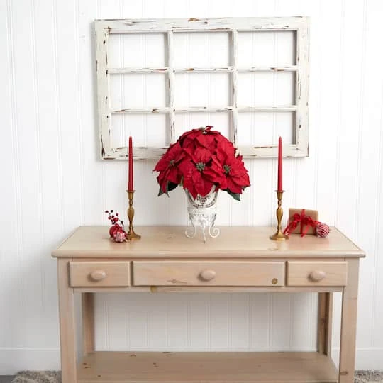 21" Potted Poinsettia With White Metal Planter 8 21" Potted Poinsettia With White Metal Planter - Image 6