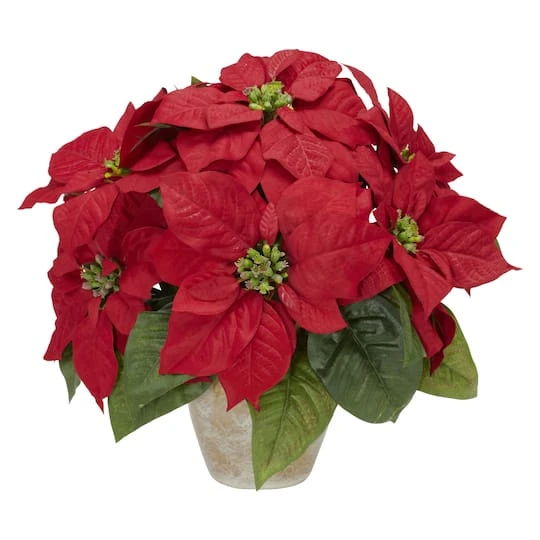 13" Potted Poinsettia With Ceramic Vase 4 13" Potted Poinsettia With Ceramic Vase - Image 2