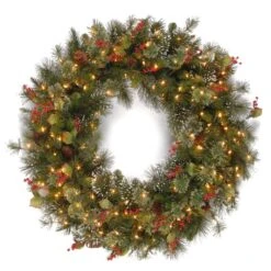 48" Pre-Lit Wintry Pine Wreath 10 48" Pre-Lit Wintry Pine Wreath -Northlight Shop D252293S 1 1
