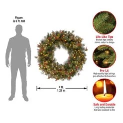 48" Pre-Lit Wintry Pine Wreath 14 48" Pre-Lit Wintry Pine Wreath -Northlight Shop D252293S 15