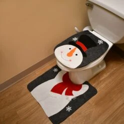 Holiday Snowman Bathroom Seat & Floor Cover Set 9 Holiday Snowman Bathroom Seat & Floor Cover Set -Northlight Shop D252357S 2