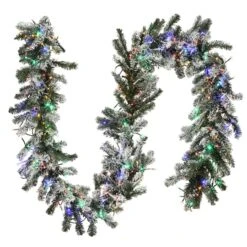 9ft. Pre-Lit LED Snowy Sheffield Spruce Garland -Northlight Shop D252402S 4