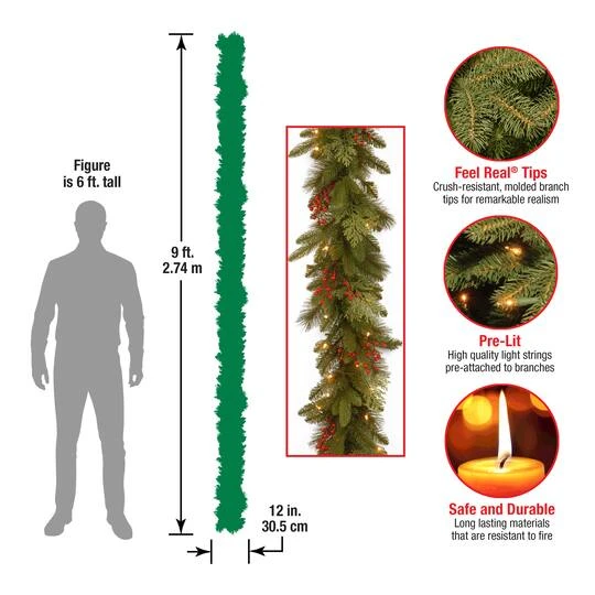 9ft. Clear Lights Mixed Evergreen Classical Collection Garland 6 9ft. Clear Lights Mixed Evergreen Classical Collection Garland - Image 4