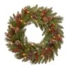 24" White LED Bristle Berry Wreath