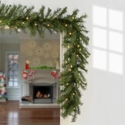 9ft. Pre-Lit Clear Lights Norwood Fir Garland -Northlight Shop D252472S 12